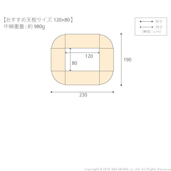 こたつ布団 省スペース はっ水リバーシブル省スペースこたつ布団 〔モルフ〕 120x80cmこたつ用（230x190cm） 長方形 [nm0]｜kuraki-26｜03