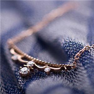 ダイヤモンド ネックレス 4石 0.1ct K18 ピンクゴールド ダイヤ4ストーン ティアラモチーフ ペンダント 鑑別カード付き