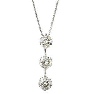 ダイヤモンド ネックレス プラチナ Pt900 3石 合計1カラット 1ct Hカラー SIクラス Good ダイヤ3ストーン 3連ダイヤ 3粒 トリロジー シンプル 鑑定書付き(149407円)