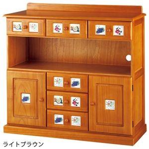 サイドボード/リビングボード (南欧風家具) 〔約幅90cm ライトブラウン〕 木製 〔完成品〕 サイドボード/リビングボード (南欧風家具) 〔約幅90cm ライトブラウン〕 木製 〔完成品〕