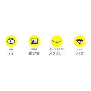 【希少】 K18 0.7ctダイヤモンドペンダント/ネックレス スクリューチェーン（鑑定書付き） 【PET1185422210】(42200円)