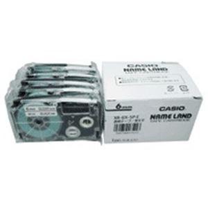 (業務用5セット)　カシオ計算機(CASIO)　テープ　6mm　XR-6X-5P-E　透明に黒文字　5個