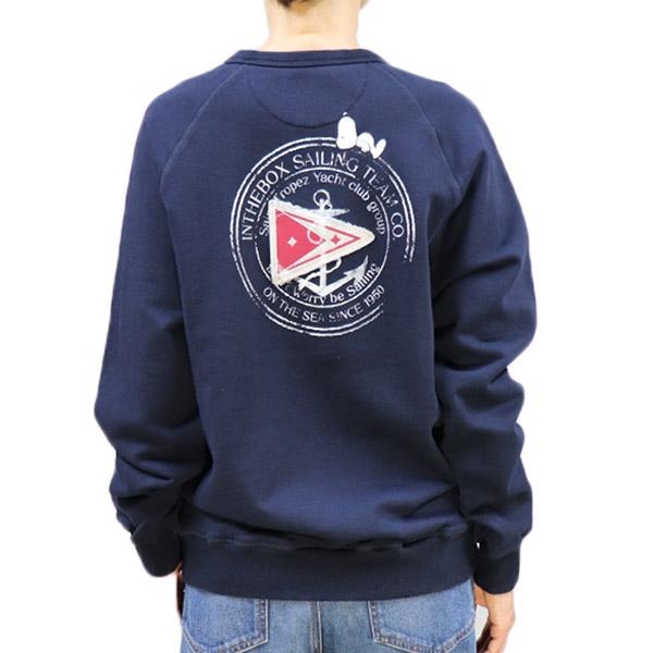 INTHEBOX インザボックス スヌーピー SNOOPY トレーナー レディース メンズ コットン 綿 MADE IN ITALY クルーネック 長そで ネイビー(紺)S/M/L (inthebox-03)_2