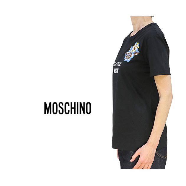 BOUTIQUE MOSCHINO ブティック モスキーノ Tシャツ ロゴ 半そで 綿 コットン 刺繍 クルーネック ブラック(黒) SIZE：42 (mos_251204)｜kurakuen-york｜02