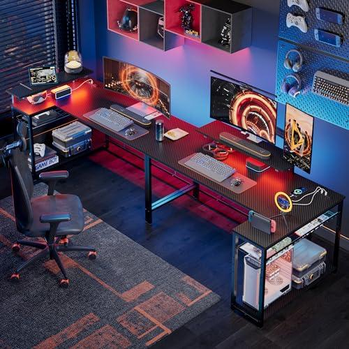 かつPCデスク① Bestier ゲーミングデスク 幅148cm コンセント付き L字デスク