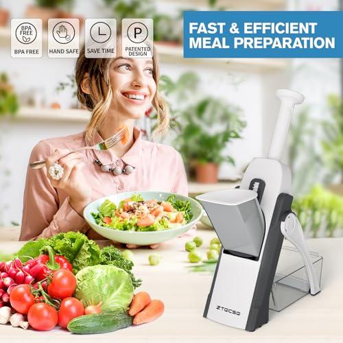 ZTQCSQスライサー&安全千切りスライサー 5イン1 & 調節可能な