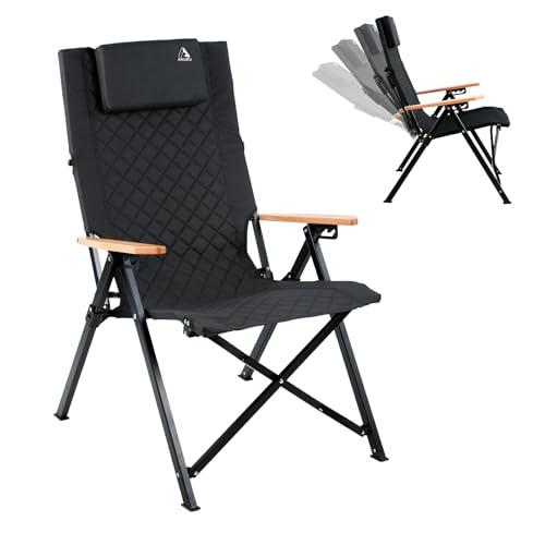 【色:ブラック】ARURUキャンプ用リクライニングチェア、ヘッドレスト付き4段階 Amazon.co.jp: ARURUキャンプ用リクライニングチェア