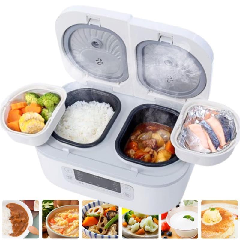 life_mart 炊飯器 料理も出来る 【 3.5合×2 ホームダブルインナー 一体型 多機能炊飯器 】 炊き込み スープ おかゆ 雑炊 蒸し 煮込み ケーキ ヨーグルト 手動 再加熱 保温 炊飯 お米 life_mart 炊飯器 料理も出来る 3.5合×2 ホームダブルインナー 一体型
