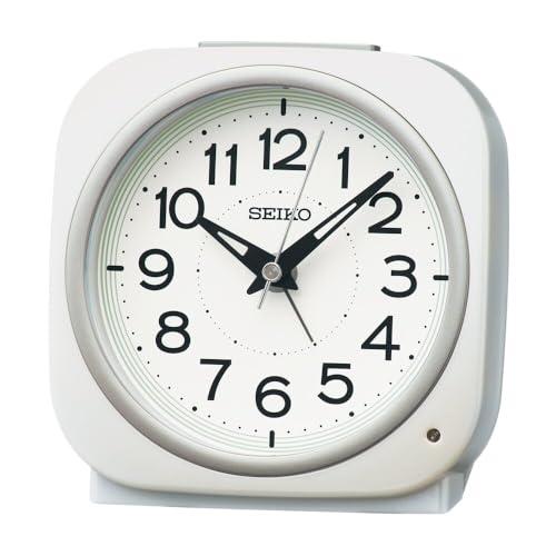 セイコークロックSeiko Clock 目覚まし時計 置き時計 自動点灯 アナログ 夜でも見える 白パール 115×115×79mm KR519 | 