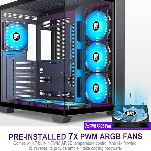 FOIFKIN PCケース - プリインストール済み 6 PWM ARGB ファン、ATX