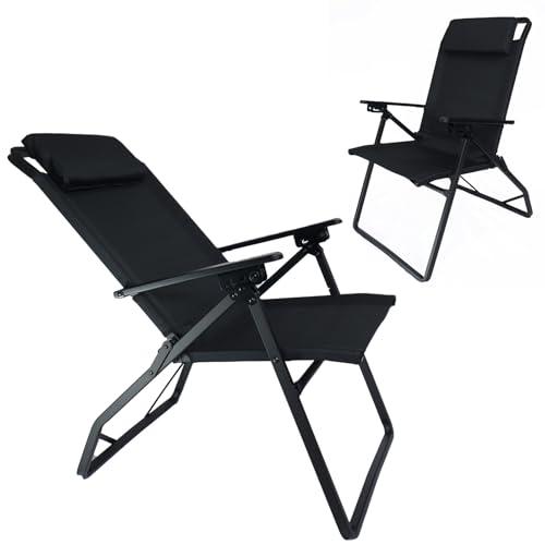 RcrCamp ハイバックリクライニングチェア ブラック 収納ケース付き