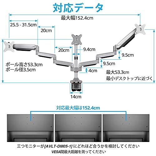 AVLT モニターアーム トリプル 3画面 13?32インチ対応 耐荷重1?7kg