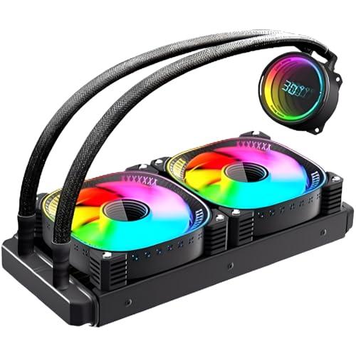 【新品】COOLMOON 簡易水冷クーラー 240mmCPUクーラーブラック／黒 スモールラボCOOLMOON 簡易水冷クーラー 240mm 温度表示機能付き