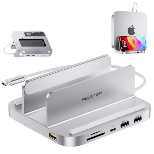 PULWTOP 8 in 1 USB C ハブ Mac Mini M1/ M2/ M2 Pro対応用 スタンド