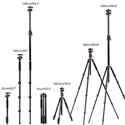 K&F CONCEPT 230cm 三脚 カメラ三脚 一眼レフ 三脚ブーム 中心軸横断 俯瞰撮影 パノラマ撮影 28mm大口径中心軸４段伸縮 3_4