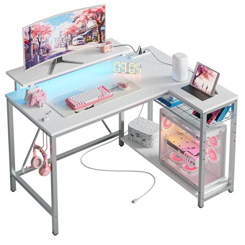 Bestier パソコンデスク l字デスク コンセント付き 幅107cm×奥行80cm