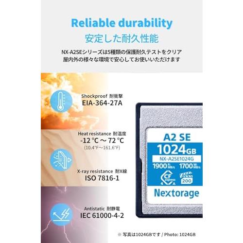 Nextorage 日本メーカー CFexpress 4.0 Type A 512GBメモリーカード VPG200 最大読み出し速度1900MBの画像