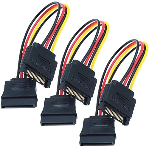 サムコス SATA 電源延長ケーブル 3本セット 20cm 15ピン オス To メス