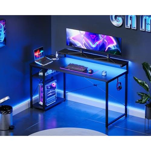 パソコンデスク 幅120cm ゲーミングデスク ラック＆コンセント付き AODK ゲーミングデスク パソコンデスク ラック&コンセント付き 幅120cm