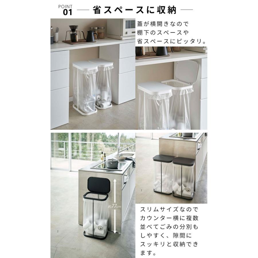 山崎実業 ごみ箱 横開き LUCE 横開き分別ゴミ袋ホルダー 分別