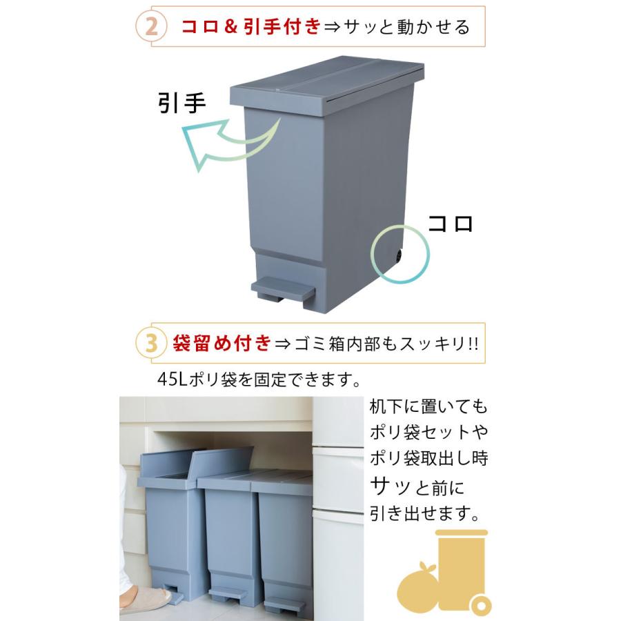 バタフライペダルペール 32L 両開き ごみ箱 ペダル式ゴミ箱 日本製 平和工業 ふた付 左右両開き ナイトブルー｜kurashi-arl｜05