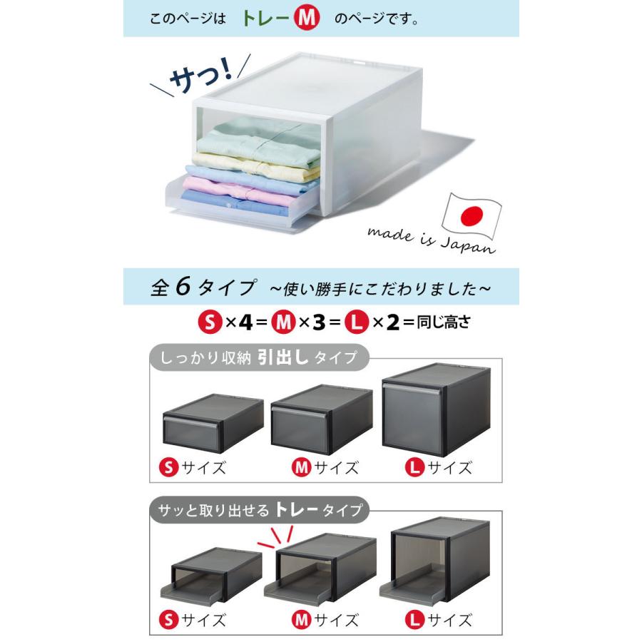 クローゼットシステム トレー M 収納トレー 軽量 日本製 プラスチック 半透明 取り出しやすい ライクイット like-it CS-T5 ブラック｜kurashi-arl｜03