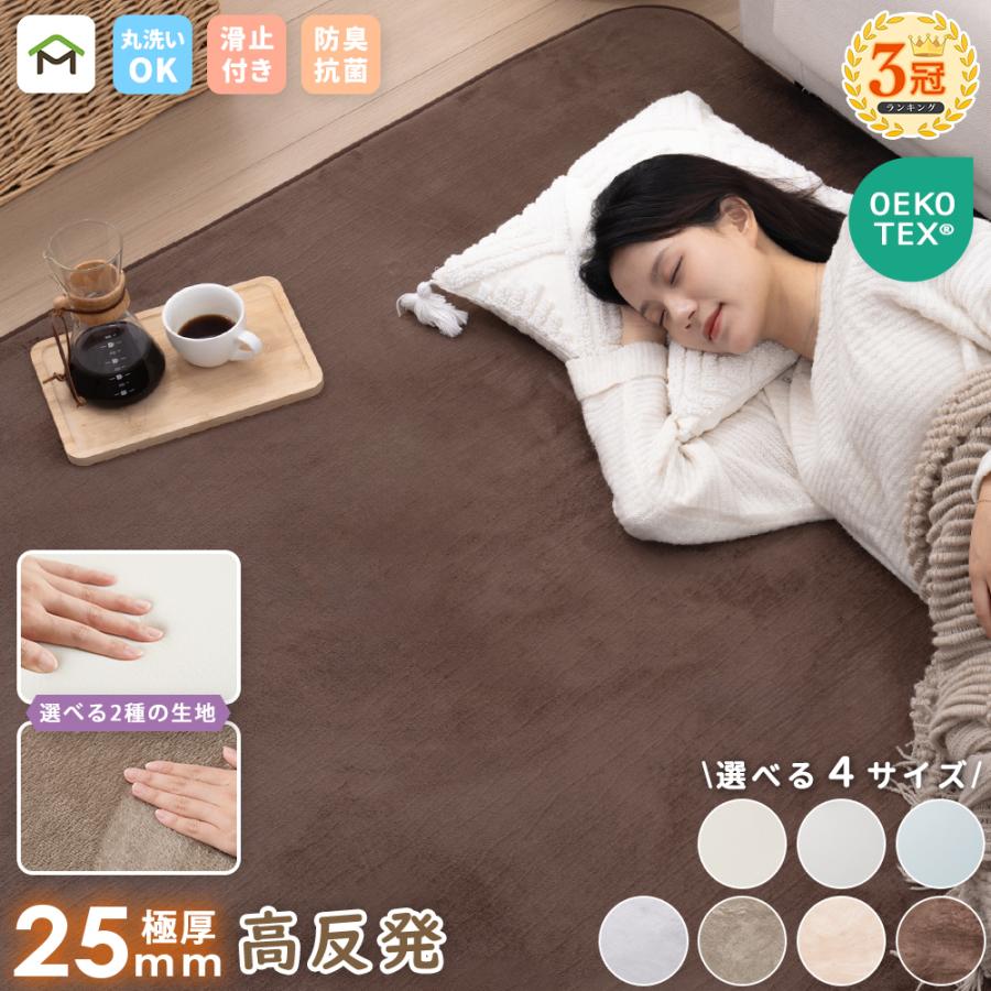 ラグ 厚手 25mm 2畳 3畳 洗える ラグマット 高反発 185x240cm