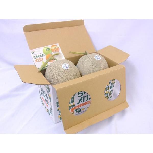メロン 北海道メロン ”らいでんクラウン” 2玉 約3.2kg 化粧箱入り