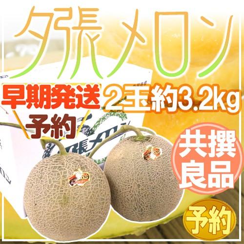メロン 【早期発送・一番成り】北海道 ”夕張メロン” 共撰・良品以上限定 2玉 約3.2kg 専用化粧箱【予約 5月末以降】 送料無料