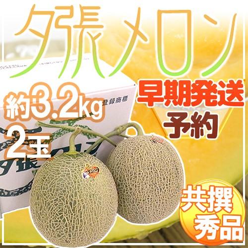 メロン 【早期発送・一番成り】北海道 ”夕張メロン” 共撰・秀品限定 2玉 約3.2kg 専用化粧箱【予約 5月末以降】 送料無料