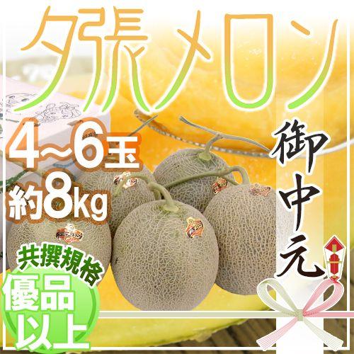 メロン お中元 北海道 ”夕張メロン” 共撰・優品以上 4〜6玉 約8kg【予約 7月中のお届け】 送料無料