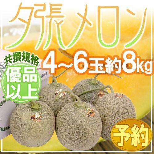 メロン 北海道 ”夕張メロン” 共撰・優品 4〜6玉 約8kg【予約 7月中下旬
