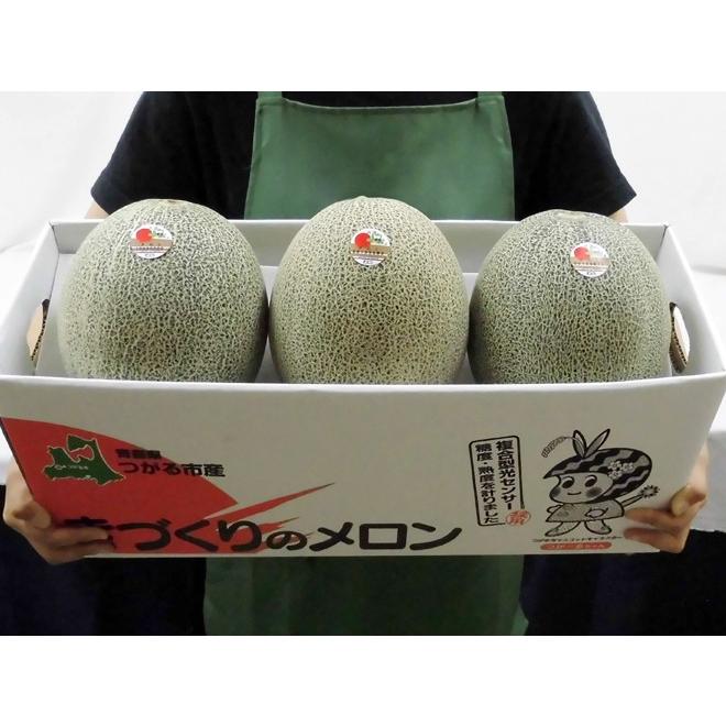 メロン 青森県 きづくり・にしきた ”タカミメロン” 秀品 超大玉3玉 約7kg以上【予約 6月末以降】 送料無料|kurashi-kaientai|02