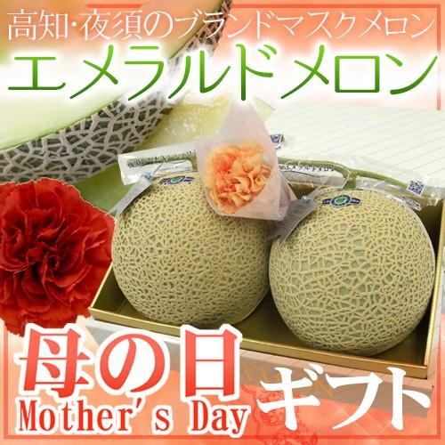 母の日ギフト ”夜須のエメラルドメロン” カーネーション生花付き 2玉 約3.2kg【予約 5月2日〜5月10日お届け予定】 送料無料