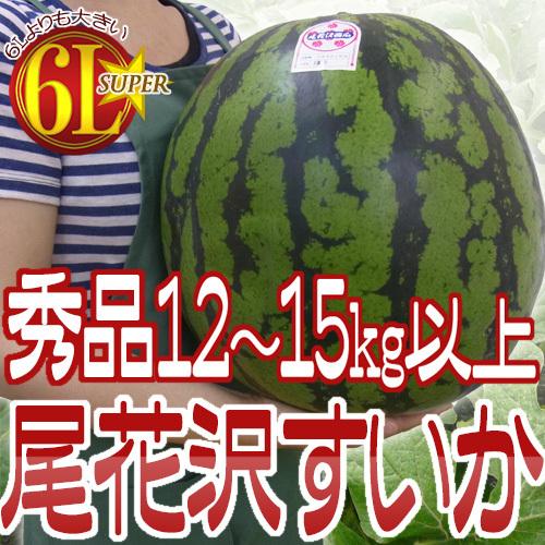 山形県産 ”尾花沢スイカ” S6L（7L級） 1玉約12kg以上 等級A（秀