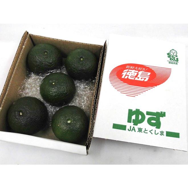 徳島産 ”青柚子” 秀品 5〜6玉前後 約350g 産地箱 青ゆず【予約 4月下旬