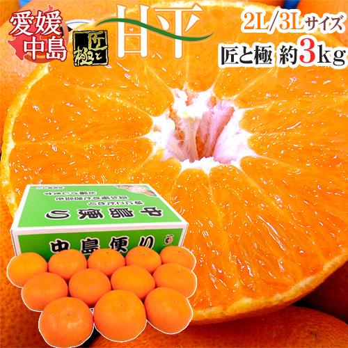 愛媛県中島産 ”甘平” 最高等級 匠と極 2L/3L 約3kg 化粧箱入り【予約 2