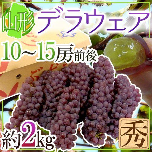 ぶどう 山形産 ”デラウェア” 秀品 10〜15房前後 約2kg【予約 7月下旬以降】 送料無料｜kurashi-kaientai