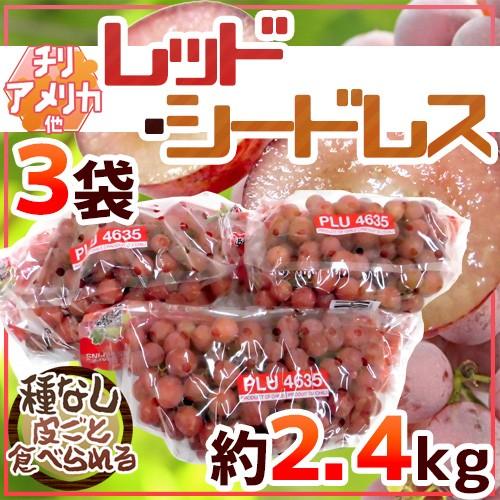 ぶどう 種なしぶどう ”レッドシードレス” 3袋 約2.4kg ちょっと訳あり