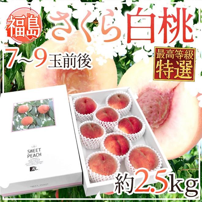 福島県産 ”さくら白桃” 特選品 7〜9玉前後 約2.5kg 化粧箱 糖度15度以上 送料無料