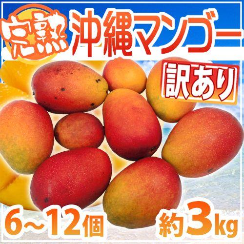 限定販売】 沖縄産 ”完熟マンゴー” 訳あり 6〜12玉前後 約3kg 沖縄