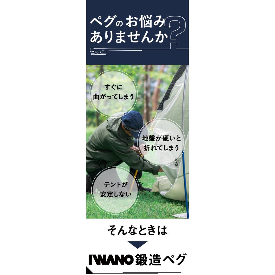 ペグ 30cm 日本製 IWANO 鍛造 16本セット 鍛造ペグ カチオン電着塗装
