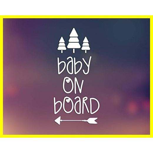 送料無料 Baby on Board Arrow Trees Decal Vinyl ステッカー|Cars Trucks Vans Walls Laptop| ホワイト |6.5 x 3 in|CCI1363 並行輸入品｜kurashi-net-com