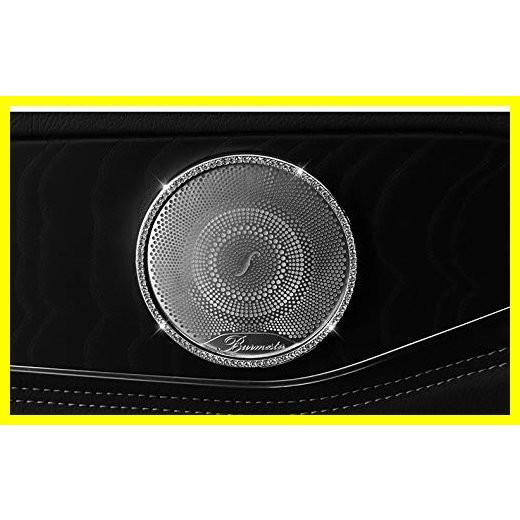 見事な Boobo Ice Out 4 Rings Speaker Outer カバー Frame Badge Bling Insert エンブレム with Genuine Austrian Crystal Insert for Mercedes ベンツ C25
