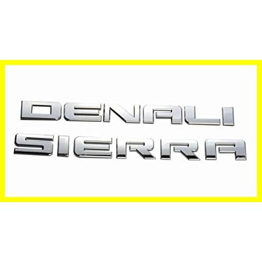 人気カラー再販 Aimoll Denali Sierra Nameplates エンブレムs Badge Glossy Replacement for Silverado Denali Gm Sierra (Chrome)