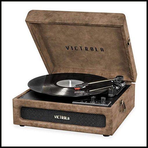 【ギフ_包装】 Victrola 3イン1 3速ターンテーブル付き スーツケースレコードプレーヤー ブルーtooth ターンテーブル