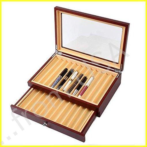 Lehom 2層木製ペンディスプレイボックス 23スロット ペン収納オーガナイザーボックス 高級万年筆コレク