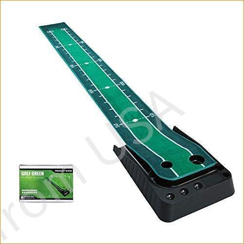QAZPL Golf Puttg Mat, Practice ブランケット, Golf Puttg Traer, 40332cm Velvet Golf Mat, with Automatic Ball Return Track, Distance Sca