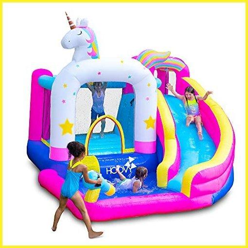 Bounce House Waterslide Giant Inflatable Water Bounce House with Trampole  Pool Unicorn Bounce House Water Slide Heavy Duty Easy to