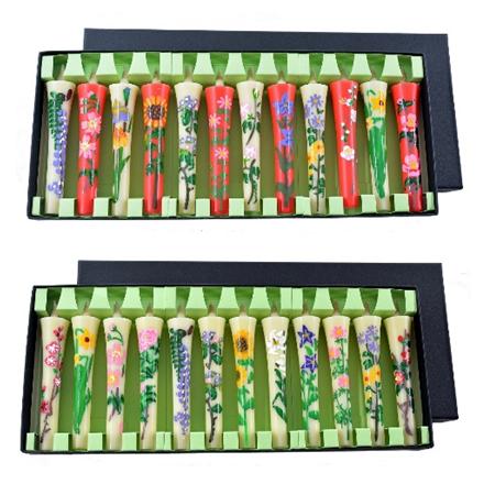 七尾和ろうそく【手描き絵ろうそく「12か月セット」2号｜高澤ろうそく